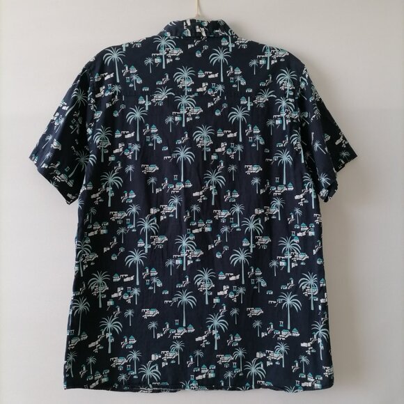 Reverse Threads Mens Navy Blue Short Sleeve Beach Button-Up Shirt Size Large - Picture 4 of 7
